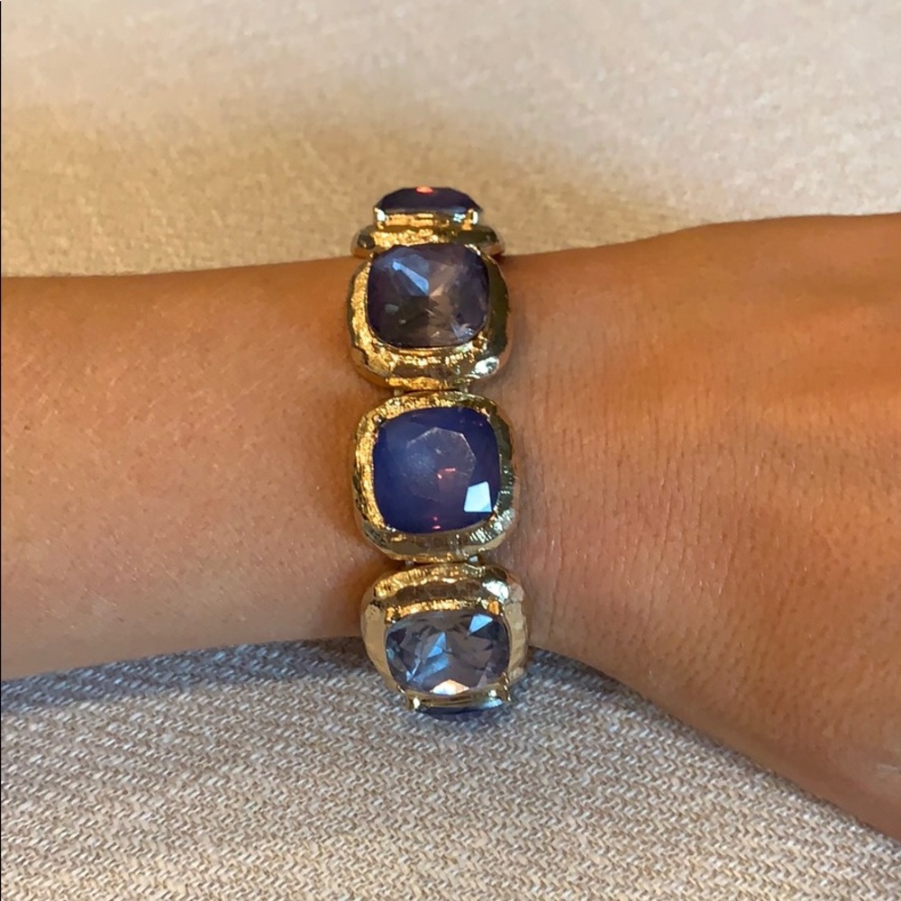 Blue and gold stones stretchy bracelet